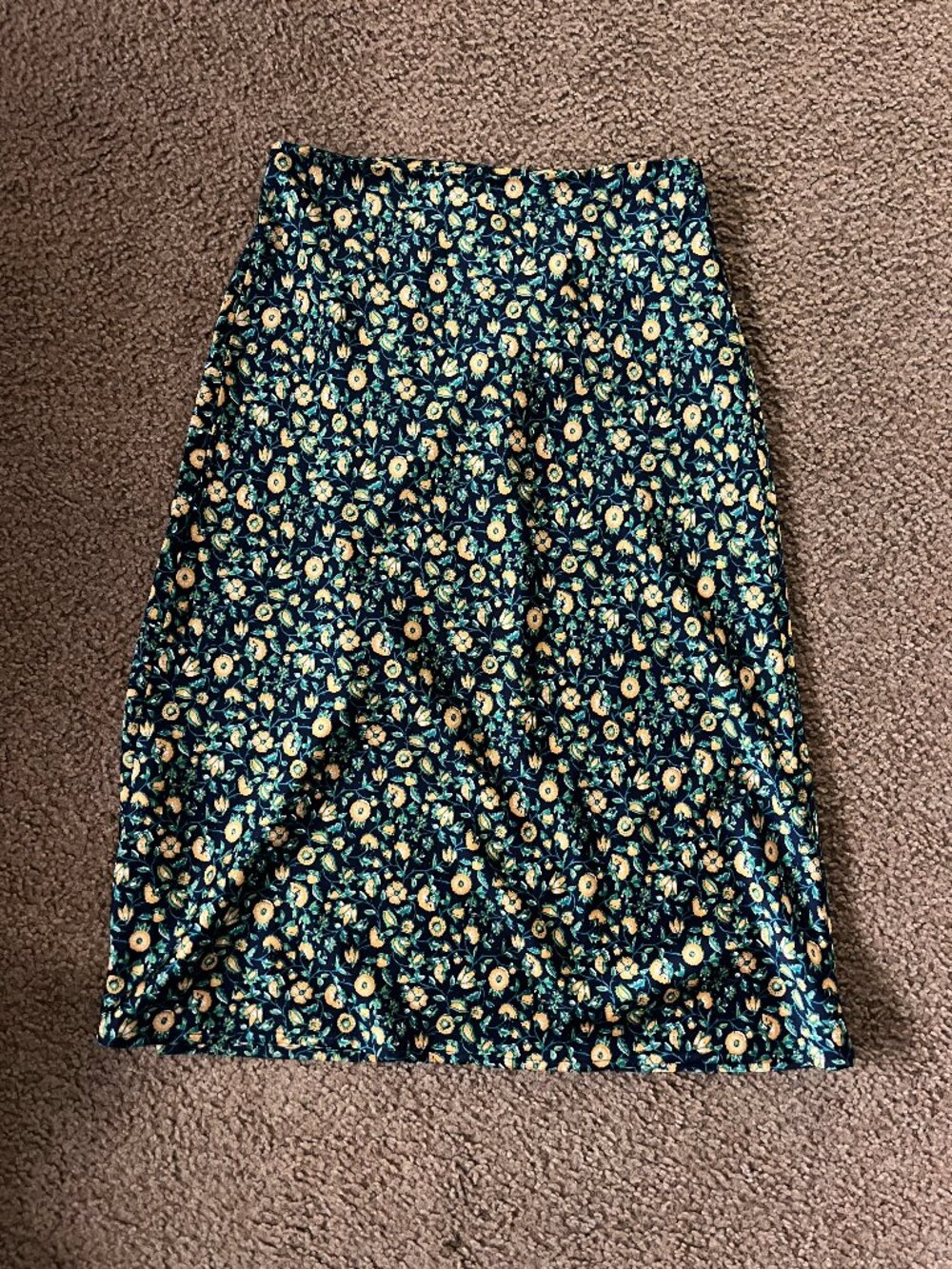 J.Crew Navy Floral Midi Skirt Petite Small PS